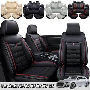 For Audi A3 2006-2023/ A4 2009-2023/ A5 2011-2022/ A6 2000-2022/ A7 2012-2022/ Q3 2015-2022 Car 5 Seat Covers, Premium Leather Front & Rear Full Set Seat Covers Cushion Protector Pad Mat Non-Slip, Split Rear Benches Auto Interior Decoration Accessories