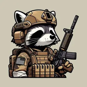 Tactical Raccoon Sticker, Cute Military Animal Vinyl Decal, Funny Combat Operator Raccoon Art, Tactical Gear Sticker, Laptop Water Bottle Decal