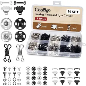 Hook and Eye Sewing Set Snap Button Kit with Bra Hooks & Skirt Hooks and Eyes Latches, 3 Styles Sewing Fasteners for Clothing Sewing Closures