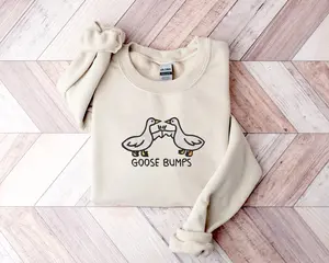 Embroidered Goose Bumps Sweatshirts, Goose Bumps Embroidery Crewneck, Funny Sweatshirts, Unisex Goose Embroidered, Animal Crewneck