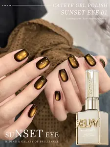 1Pc Sunset Eyes Cat Eye Nail Gel - Warm Amber, Peach & Rose Gold Hues With Glowing Cat Eye Effect, Perfect For Omen's Daily Glam & Evening Looks, Long-Lasting & Chip-Resistant