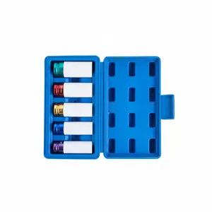 5-Piece Thin-Wall Lug Nut Socket Set, 1/2" Drive — Color-Coded for Alloy Wheels (15-22mm)