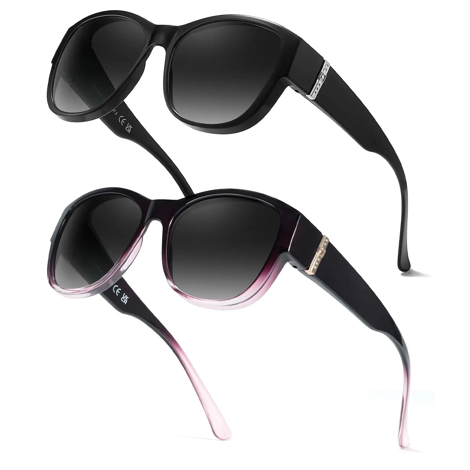Trendy Fit Over Sunglasses for Women, Oversized Square Design with Polarized Lenses and UV400 Protection, Modern Sunglasses