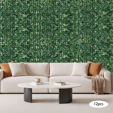 12pcs Artificial Plant Wall Fence Greenery Panel Decor Foliage Hedge Grass Mat 60x40cm