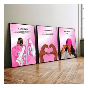 Set of 3 Black Christian Girl Wall Art, Scripture Print, Bible Verse Wall Art, Girl Room Decor, Christian Wall Print #5