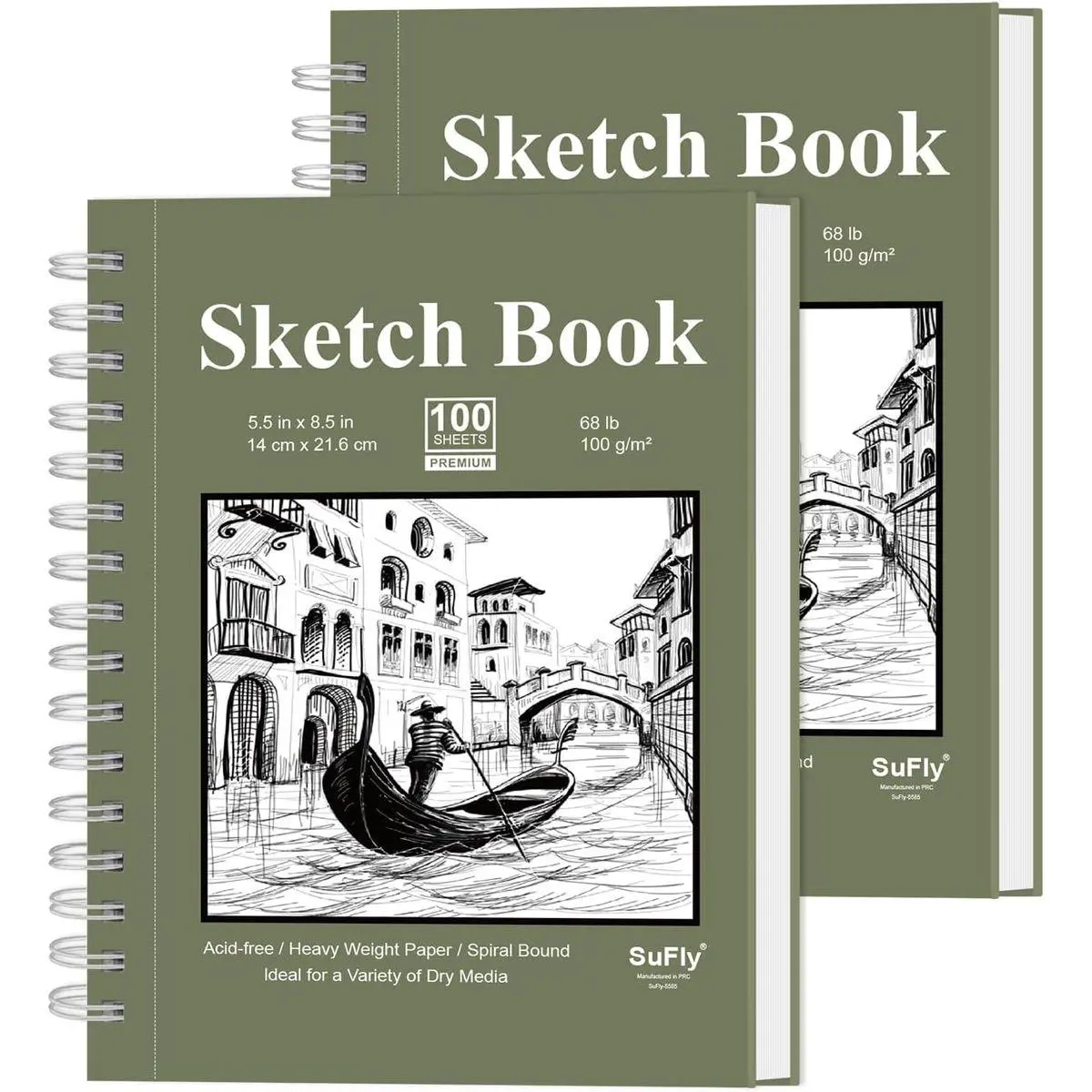 Small Sketch Book 5.5"x8.5", 2-Pack Mini Sketchbook, Spiral Bound Sketchbook Hardcover with 200 Sheets of 68lb/100gsm Mini Drawing Pad Paper, Small Sketch Pads for Drawing for Adults & Kids.