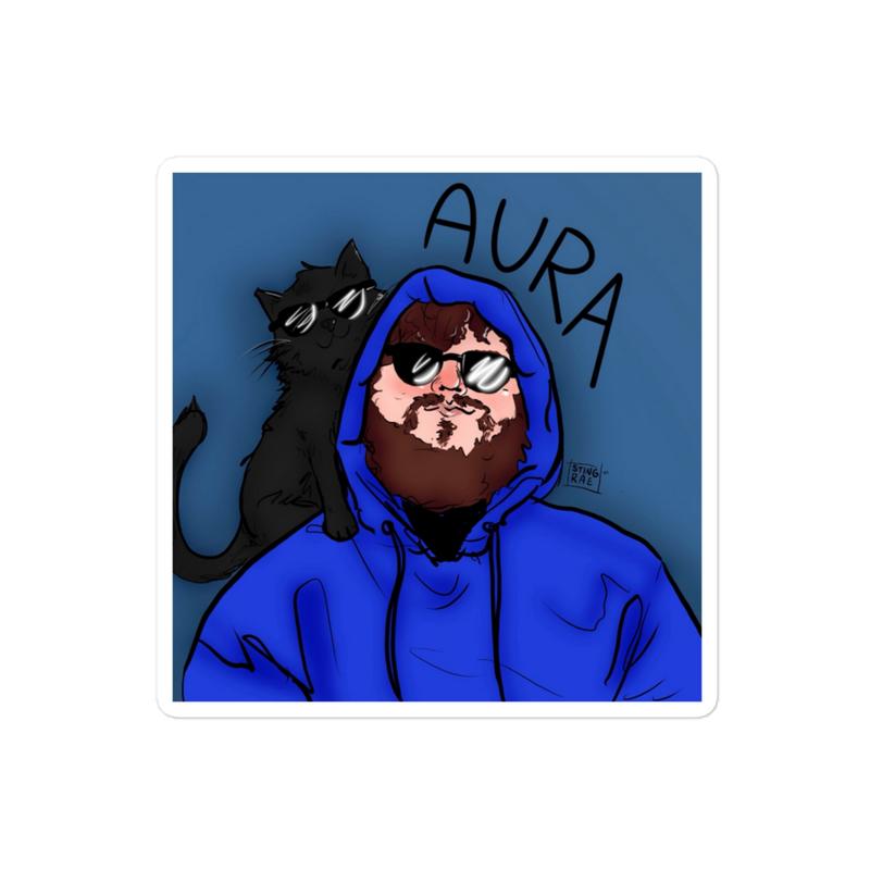 Caseoh & Kitty Aura Custom Bubble-free Stickers - High Opacity Vinyl, Easy Application, Durable