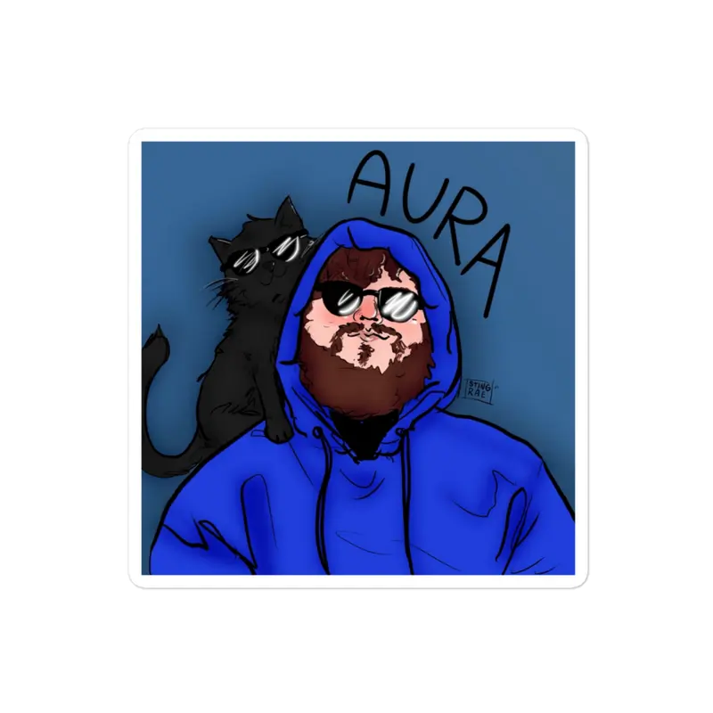 Caseoh & Kitty Aura Custom Bubble-free Stickers - High Opacity Vinyl, Easy Application, Durable