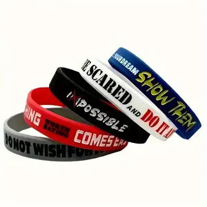 5-Pack Inspirational Wristband, Suitable for Men, Women and Teens, (approx. 20.3 cm) Silicone Bracelet, Inspirational Quotes, Unisex Adult Design, Suitable for Men, Gifts for Boys, Silicone, No Gems