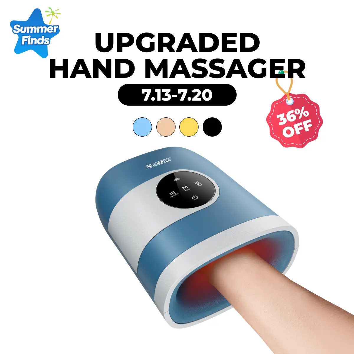 CINCOM Upgraded Hand Massager, Cordless Finger Soother with Customizable Settings, Rechargeable with Comfort Warmth, Provides Ultimate Relaxation, Wonderful Gift for Black Friday, Thanksgiving, Christmas, Birthdays & More