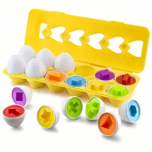 12-Piece Early Education Matching Smart Eggs Set, Color Shape Number Cognitive Learning Toys, Suitable for Early Learning & Fine Motor Skills, Shape Sorter