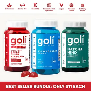 3 Bottles of Goli Best Seller Bundle: Ashwagandha KSM-66 Apple Cider Vinegar Matcha Mind supplement with Cognizin Vitamins D2 and B12