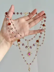 Fashion Simple Style Moon Pendant Necklace, Unique Irregular Fringe Clavicle Jewelry, Elegant Starlight Necklace for All Seasons