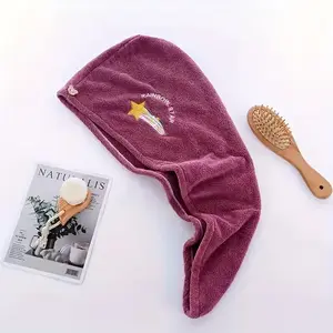 1 Microfiber Hair Towel Wrap - Fast-Drying Turban forWomen, Soft Polyester Bath Hair Cap, Super Absorbent withButton Closure