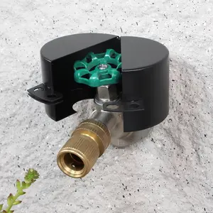 Water Spigot Lock Outdoor Faucet Lock System Gate Valve Lockout Device Hose Bib Lock Childproof Exterior Faucet Locks, Prevent Water Bandit and Unauthorized Water Use, Metallic Black