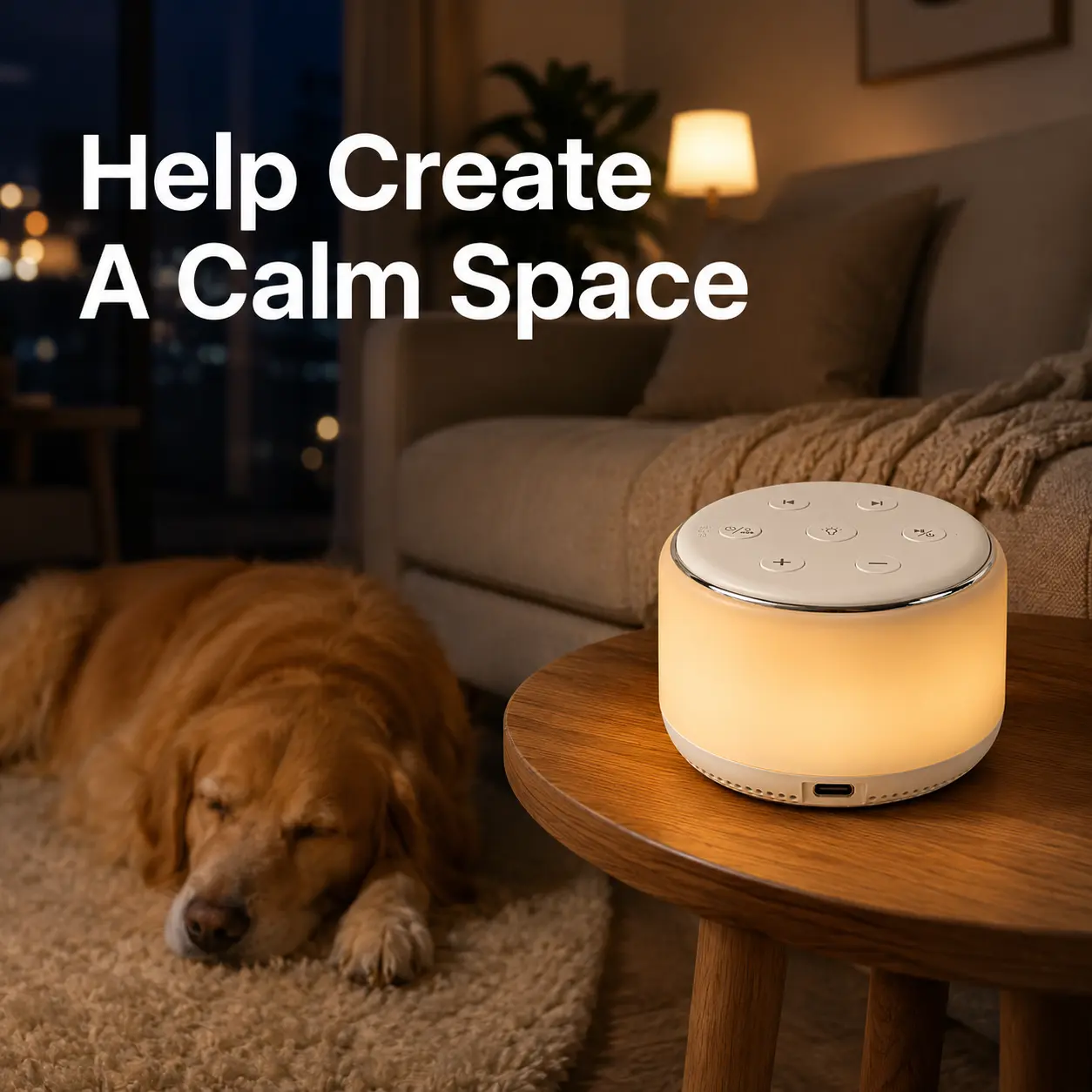 FamiSym Pet Calming White Noise Speaker, Anxiety Relief Sleep Aid for Dogs & Cats with Soothing Sounds & Night Light Adjustable Audio Timer