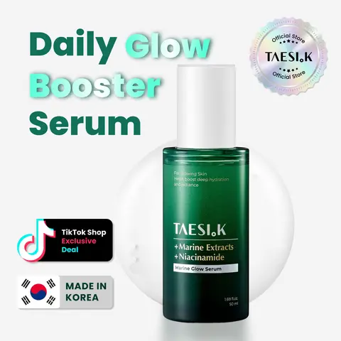 [TAESI.K] Daily Glow Boosting Serum 50ml - Korean Skincare Moisturizer with Marine Complex & Niacinamide for Deep Hydration, Inner Glow, Cooling Soothing Care for Dull & Dry Skin