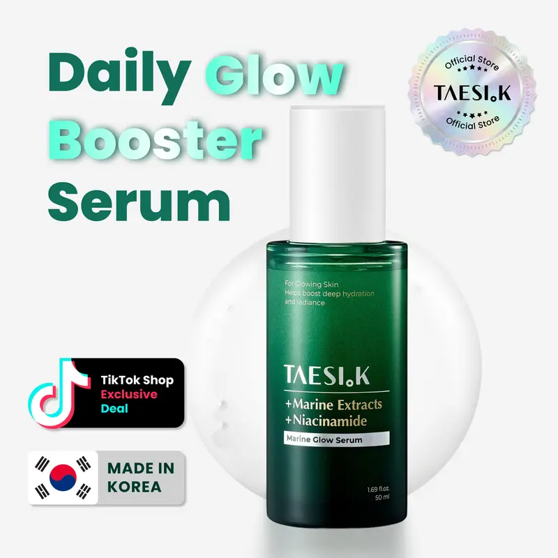 [TAESI.K] Daily Glow Boosting Serum 50ml - Korean Skincare Moisturizer with Marine Complex & Niacinamide for Deep Hydration, Inner Glow, Cooling Soothing Care for Dull & Dry Skin