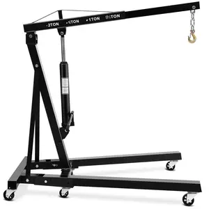 【GARVEE】Folding Hydraulic Engine Hoist - Heavy Duty 2 TON (4000-4400LBS) Capacity Cherry Picker with 6 Iron Caster Wheels, Available in Black, Yellow, Orange, and Red