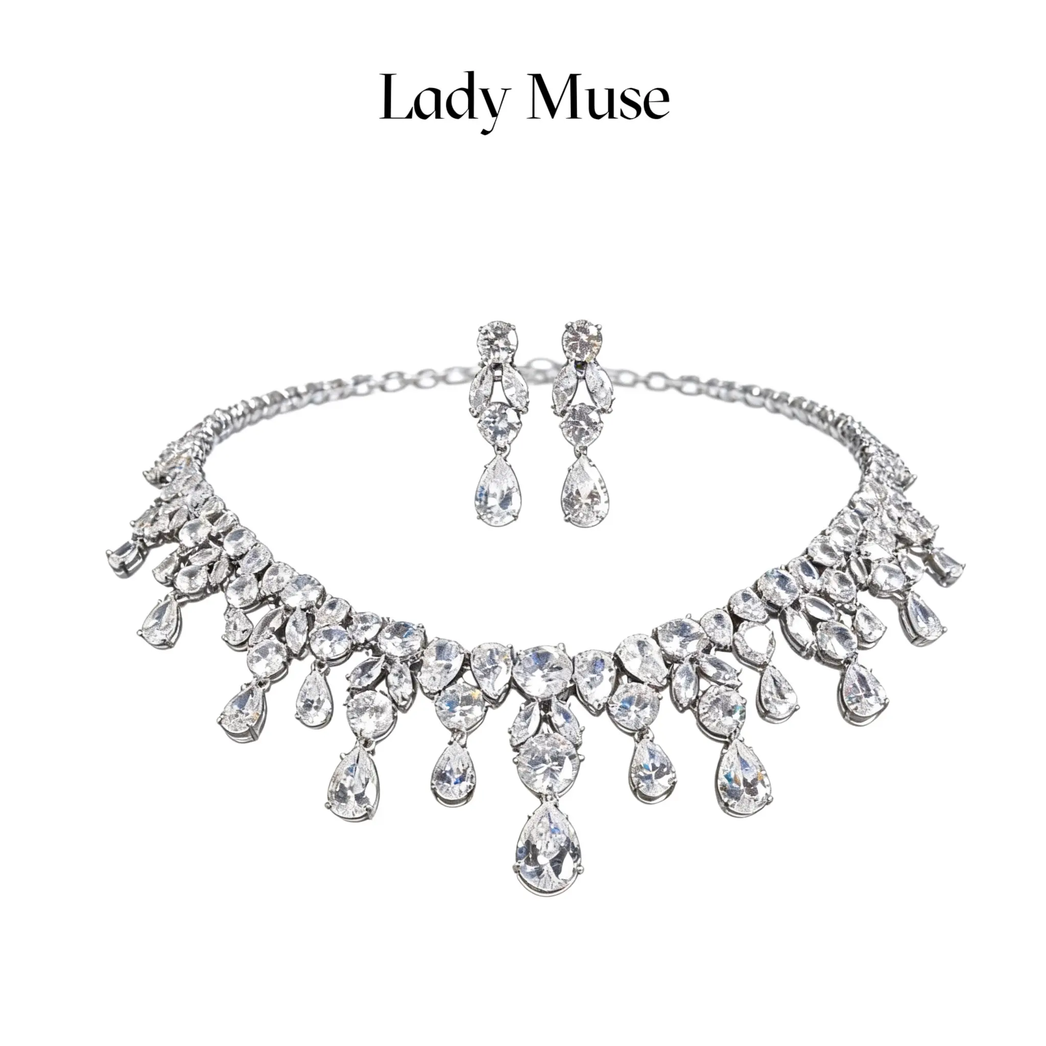 Princess lab-created diamond set, 925 silver# luxurious and gorgeous design/full of details, fully set with gemstones