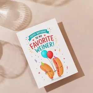 Funny Hot Dog Birthday Card, Favorite Wiener Card, Cheeky Adult Humor Card, Funny Birthday Card for Husband Boyfriend