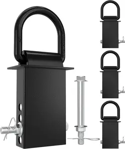 RETRUE 4PCS 18000lbs Trailer Stake Pocket D Ring with Security Bolt Nut, Heavy Duty Removable Stake Pocket D Rings Tie Down Anchor for Flated Trucks and Trailers, Utility Trailer Accessories, Black