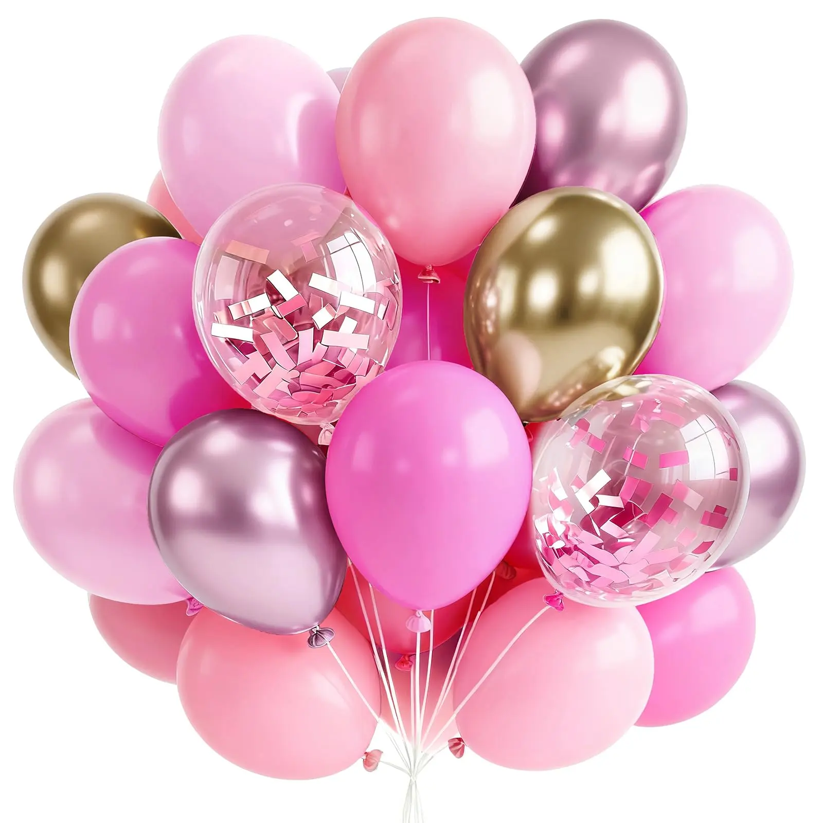 PartyWoo 66 pcs 12 in Thick Metallic Latex Balloons - Gold, Pearl Matte, Blush Pink, Pink Confetti, Floatable Garland Supplies for Happy Birthday, Graduation, Parties Decorations, Balloon Garland, Graduation Decoration