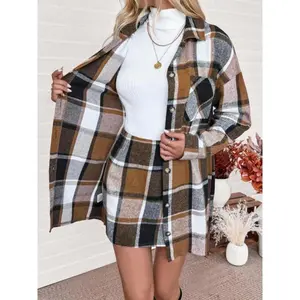 Retro plaid suit, loose fitting jacket to cover flesh, half skirt to show leg length, suitable for layering, suitable for niche styles, teacher's clothing, streetwear, royal style, Thanksgiving, Halloween, autumn and winter seasons.