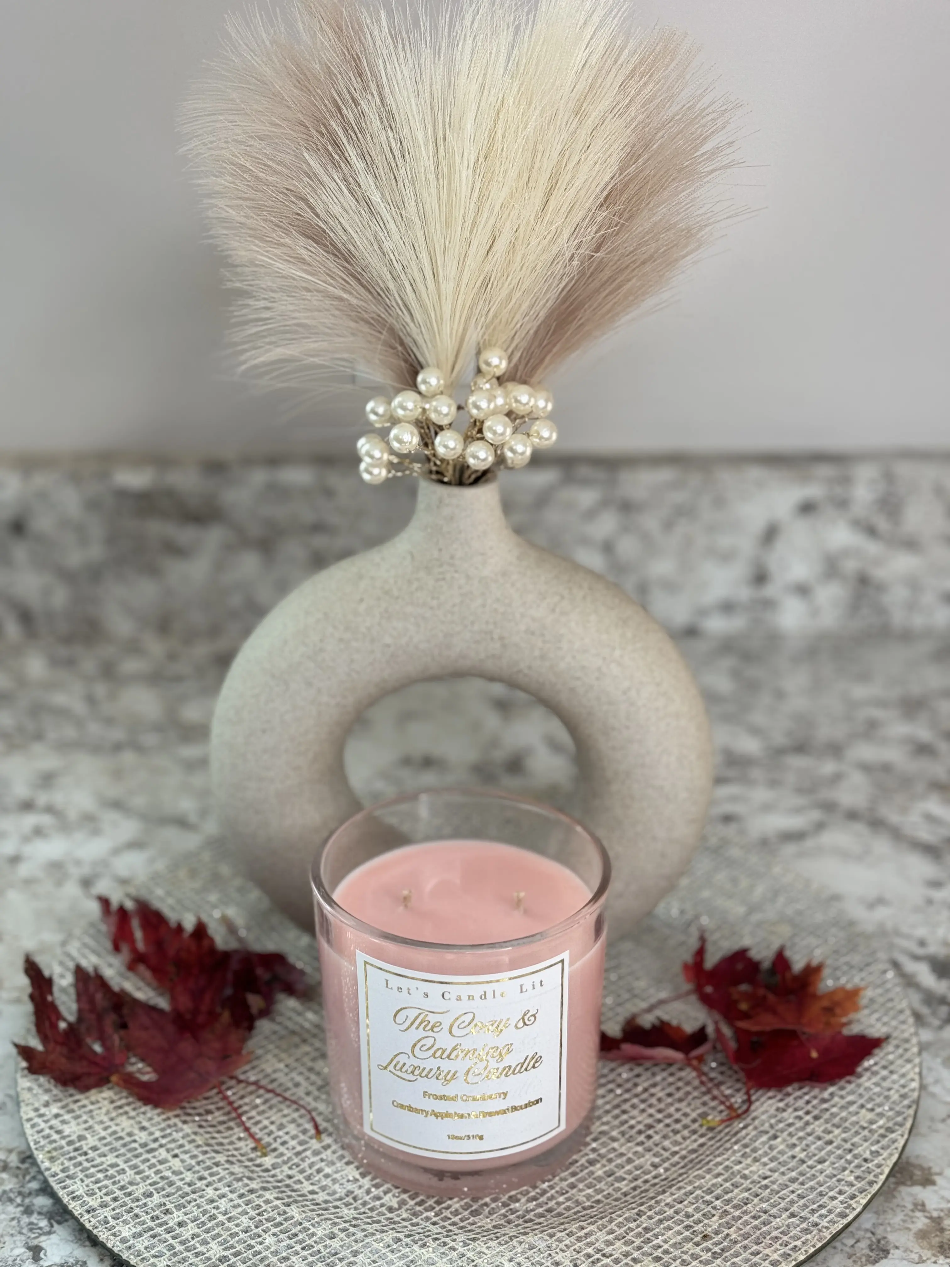 Frosted Cranberry 18 oz Premium Soy Wax Candle with Cranberry Apple Jam & Brewed Bourbon Scent for Cozy Gatherings & Winter Glow