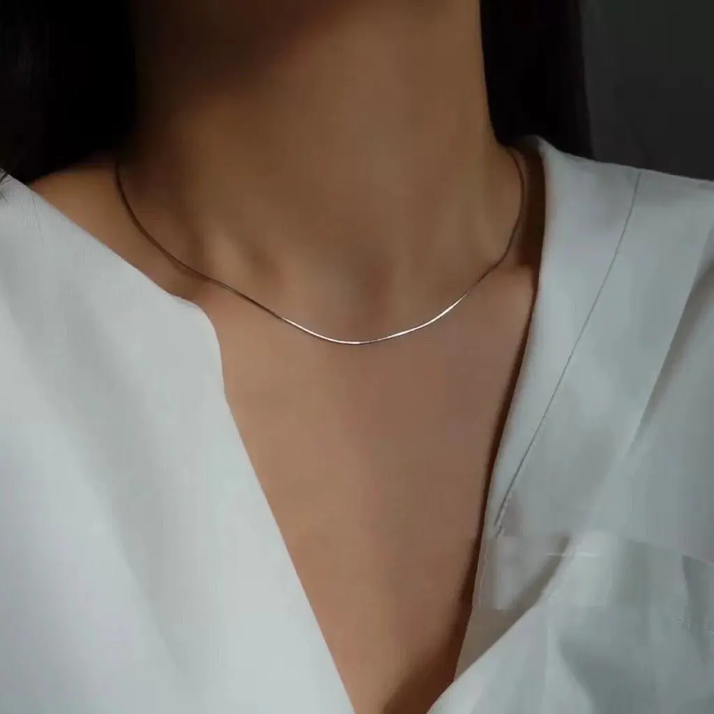 Minimalist S925 Silver Necklace, Minimal Dainty Layered Necklace