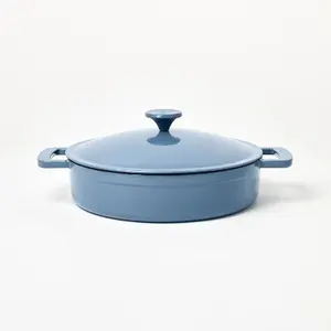 Figmint Enamel Cast Iron Braiser 500 Degree F 3.5QT Blue Dutch Oven