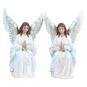 Angel Custodio Set 10" Inches Tall Estatua Blanco Guardian Angel  Set of 2 Religious Decor Angel de la Guarda para Altar