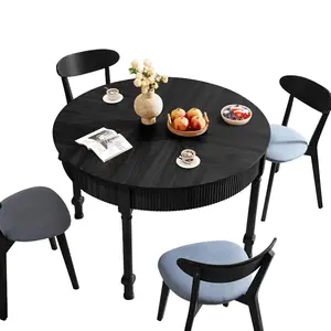Giratree Fluted Round Dining Table for 4–6 People, 47'' Modern Farmhouse Circle Dinner Table with 2 Storage Drawers, Roman Solid Wood Pedestal Base Kitchen Table for Dining Room, Kitchen, or Living Room