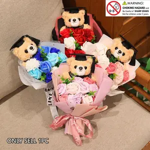 30cm Teddy Bear Bouquet Plush Toy, Soft Fluffy Filled Animal, Stuffed Animal, Room Decor, Graduation Gift, Birthday Gift, Mother's Day, Wedding, Christmas, Soft Cuddly Gift