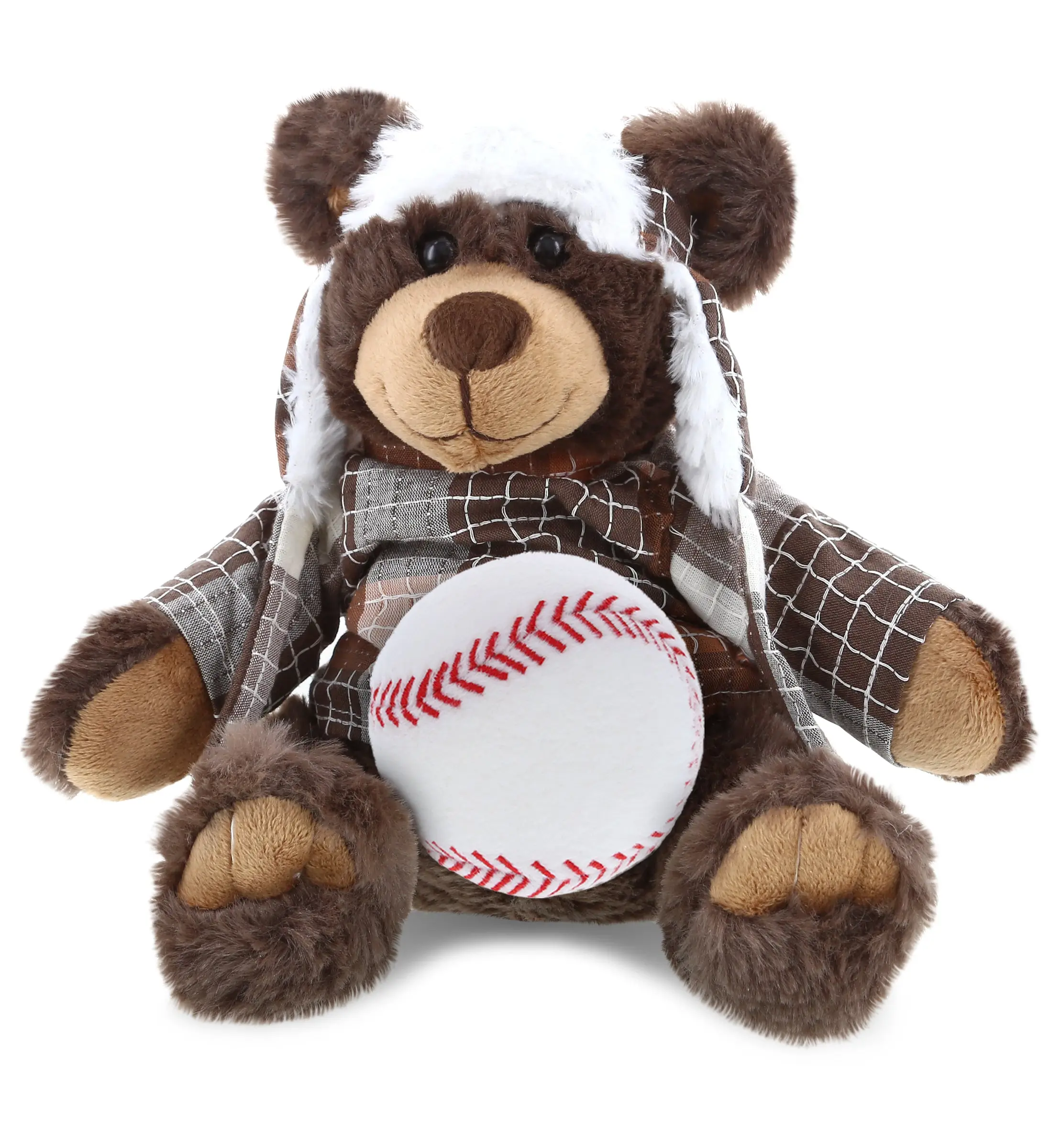 DOLLIBU Plush Baseball Stuffed Toy - 11in Machine-Sewn Super Soft Brown Polyester Sports Toy with Removable Clothes, Hand Wash-Dry Safe, Ideal Birthday Gift for Baseball Lovers, Animals & Nature Decor, Fabric