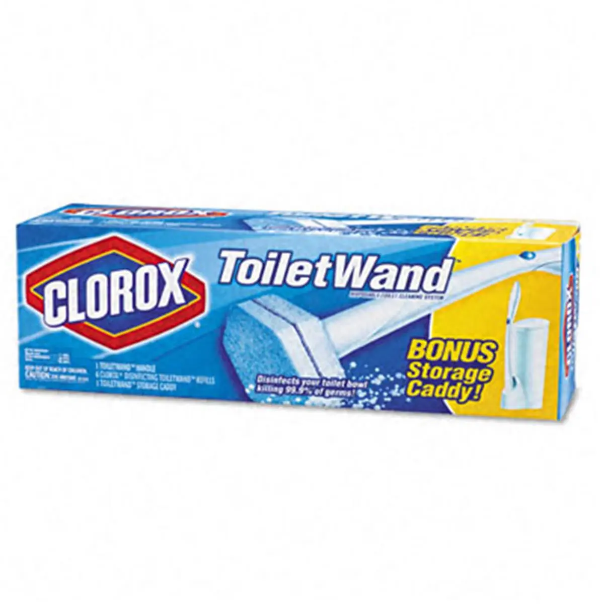 212 MAIN Disposable Toilet Cleaner Bowl Wand Kit (Clorox 03191) - 15.375in Plastic Handle, Hygienic Caddy, 6 Refill Heads, Household Cleaning Solution-Compatible Design