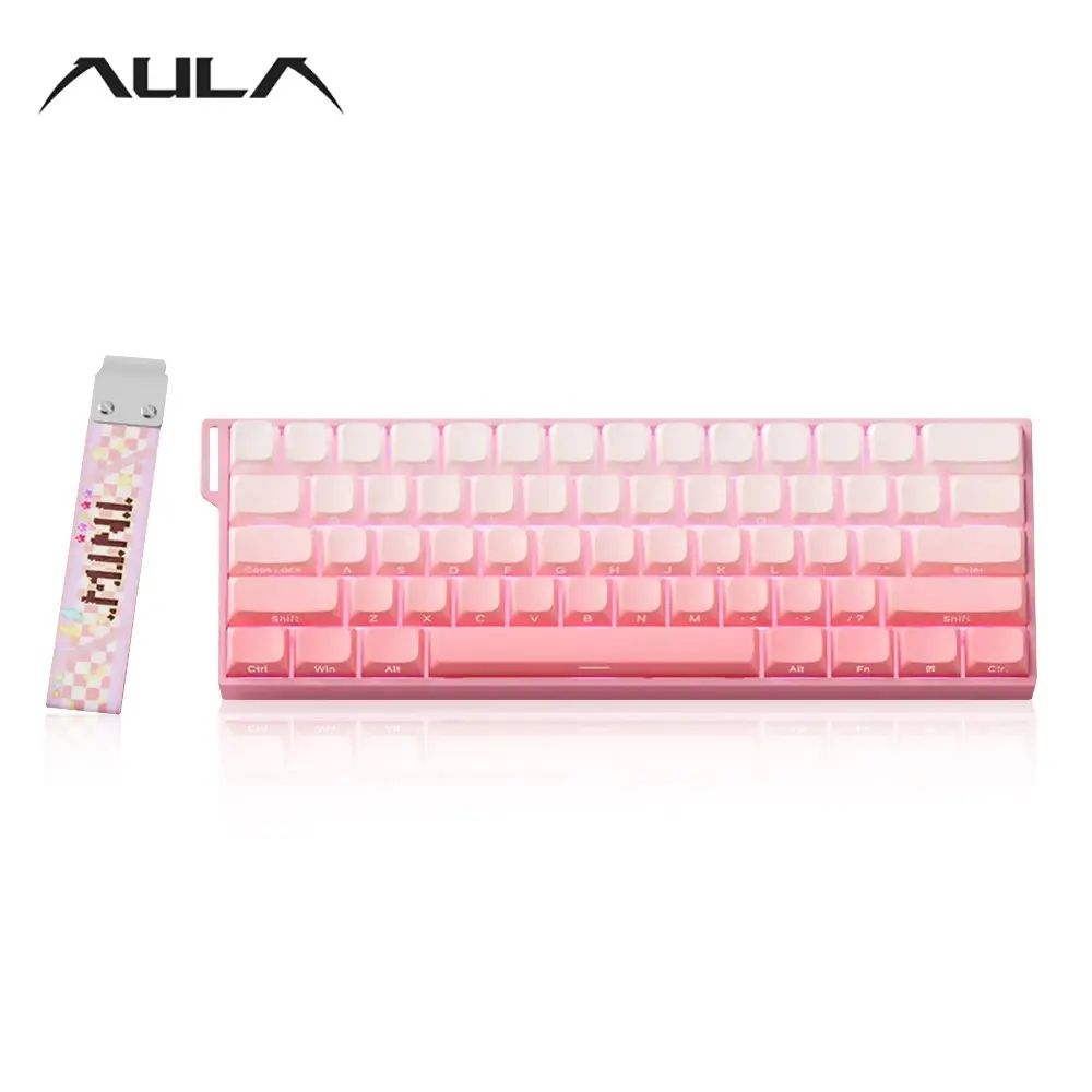 AULA MINI60 HE mini keyboard, 60% matching, portable and exquisite, 61 keys, 8K return rate, rechargeable, long-lasting battery life, compatible with Windows/Mac systems, personalized ribbon, magnetic axis keyboard for office games.