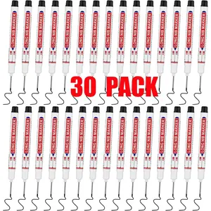 30 count Long Nib Marker,20mm Long  Deep Hole Marker Pens,Longs Nose Markers, Construction Markers Marking Tool,Permanent Markers Carpenter Ink marker Pens,Metal marking Pens,Black
