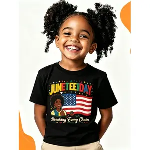 Breaking Every Chain 1865 Juneteenth Cotton T-shirt for Girls Celebrating Black History Month Kids Clothing