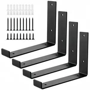 10 Inch Iron Wall Mounted Shelf Bracket, Durable Wall Mounted Shelf Bracket with Screws, Universal Shelf Bracket for Home, Office, Garage