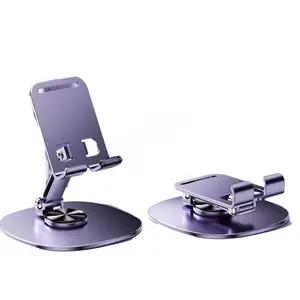 All-Metal Desktop Phone Stand: 360-Degree Rotating Base with Silicone, Features Soothing Mechanical Sound, Phone Holder Stand, Universal Smartphone Holder, Cellphone