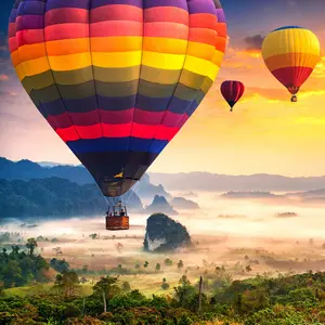 Hot Air Balloons Over Phu Langka, Thailand - 225 Piece Wooden Jigsaw Puzzle
