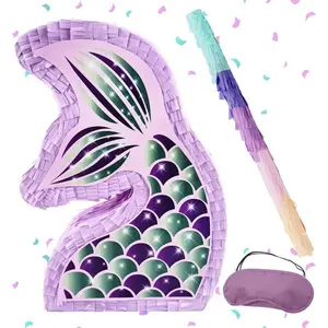 4E's Novelty Mermaid Pinata with Bat & Blindfold – Ultimate Mermaid Birthday Party Supplies & Decor