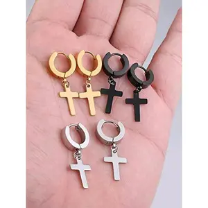 Fashion Cross Dangle Earrings for Women & Girls, New Fashion Punk Earrings for Party, Daily Clothing Decor, Trendy All-match & Exquisite Jewelry for Birthday Gift, Punk Style Earrings