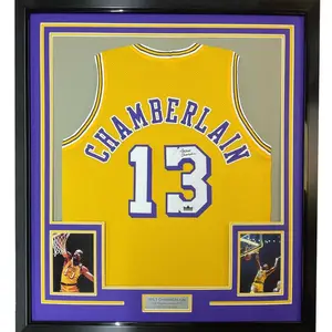 No Framed Facsimile Autographed Wilt Chamberlain  Los Angeles LA Yellow Reprint Laser Auto Basketball Jersey