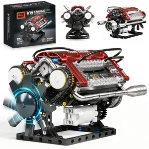 V8 Engine Model Kit DIY Mechanical Building Set with Moving Parts Collectible Desktop Toy Ideal Gift for Car Lovers(Building block style, requires assembly)