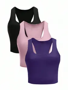 Plus Size Women's Casual Slim-Fit Spaghetti Strap Tank Tops, Comfortable & Versatile Summer Wear, Pack of 3 Pieces