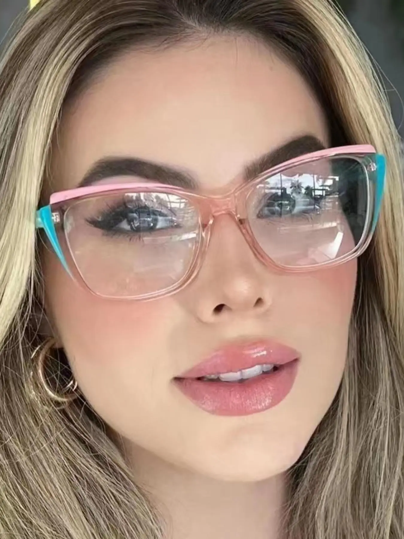 Women's Preppy Style Cat Eye Glasses Frame, Lightweight Durable Glasses, Color Block Design, Fashion for All Seasons, Student-Friendly Frames, Fashion Eyewear, Fashionable Frames Glasses