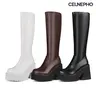 CELNEPHO Platform Boots for Women Fashion Knee High Boot Round Toe Chunky Block Heel Easy Pull on Comfy Long Tall Punk Work Casual Wear Party Wedding Date Gift Goth Cosplay Music Concert Nightclub Fall Dressy Shoes
