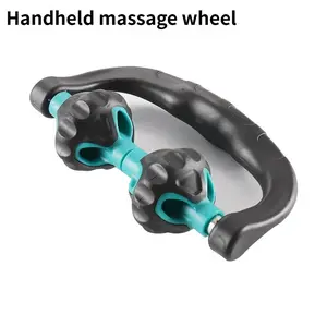 Handheld massage wheel and ball roller for leg hip arm and cervical muscle massage stretching assistance